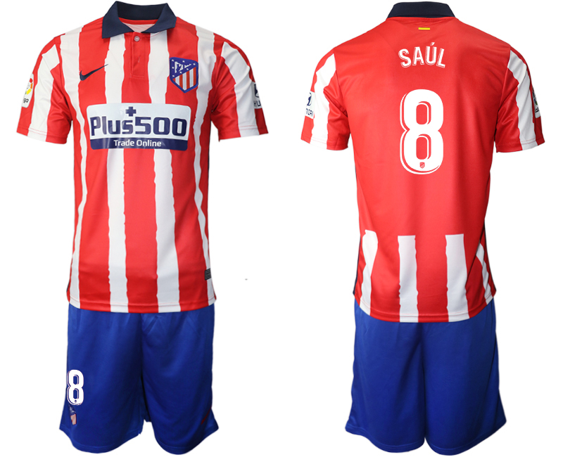 Men 2020-2021 club Atletico Madrid home #8 red Soccer Jerseys